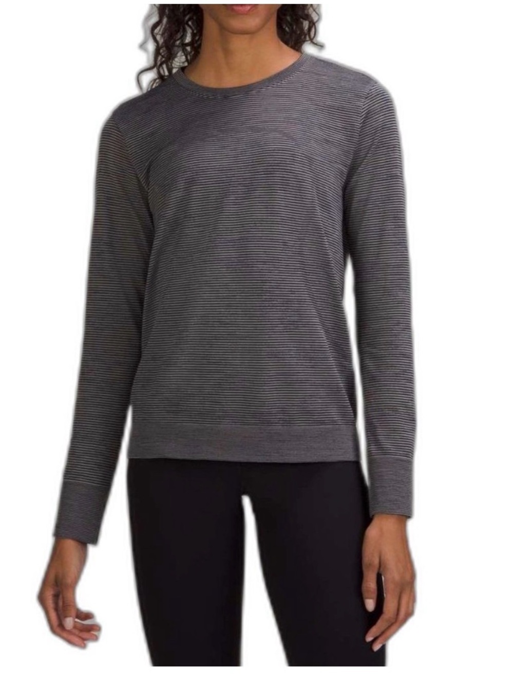 Lululemon Swiftly Relaxed Long Sleeve Chroma Stripe Black Grey Size 2